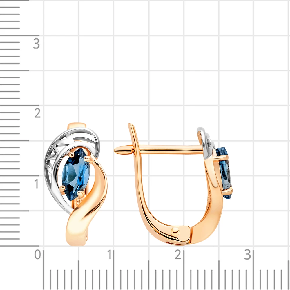 Серьги с топазами лондон из красного золота 585 пробы 2