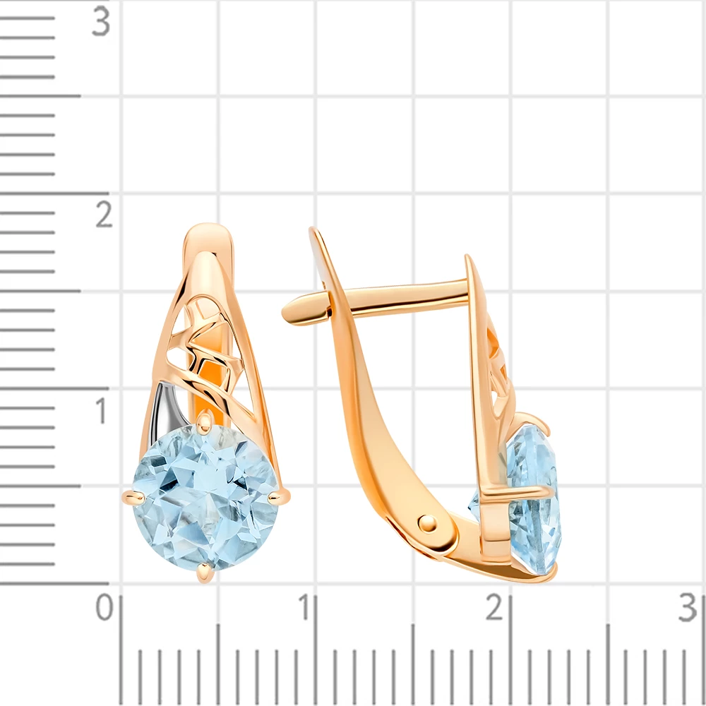 Серьги с топазами из красного золота 585 пробы 2
