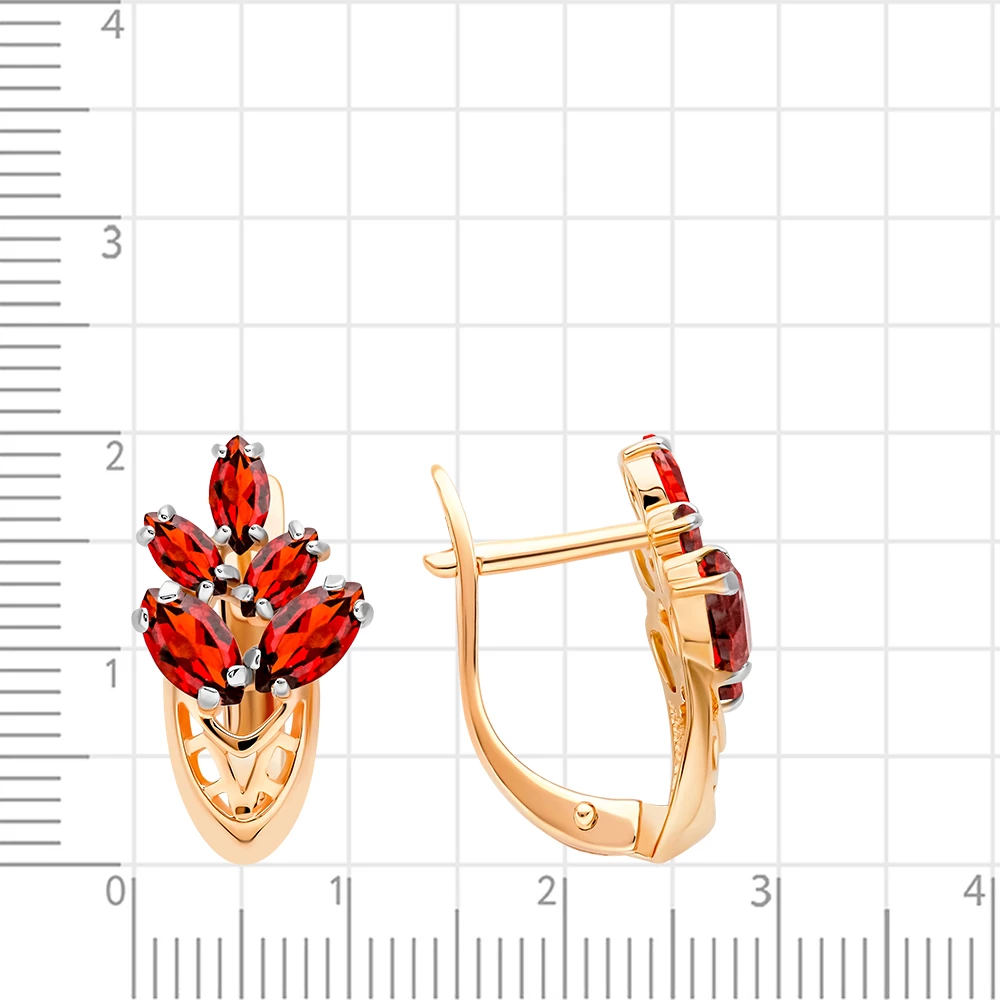 Серьги с гранатами из красного золота 585 пробы 2