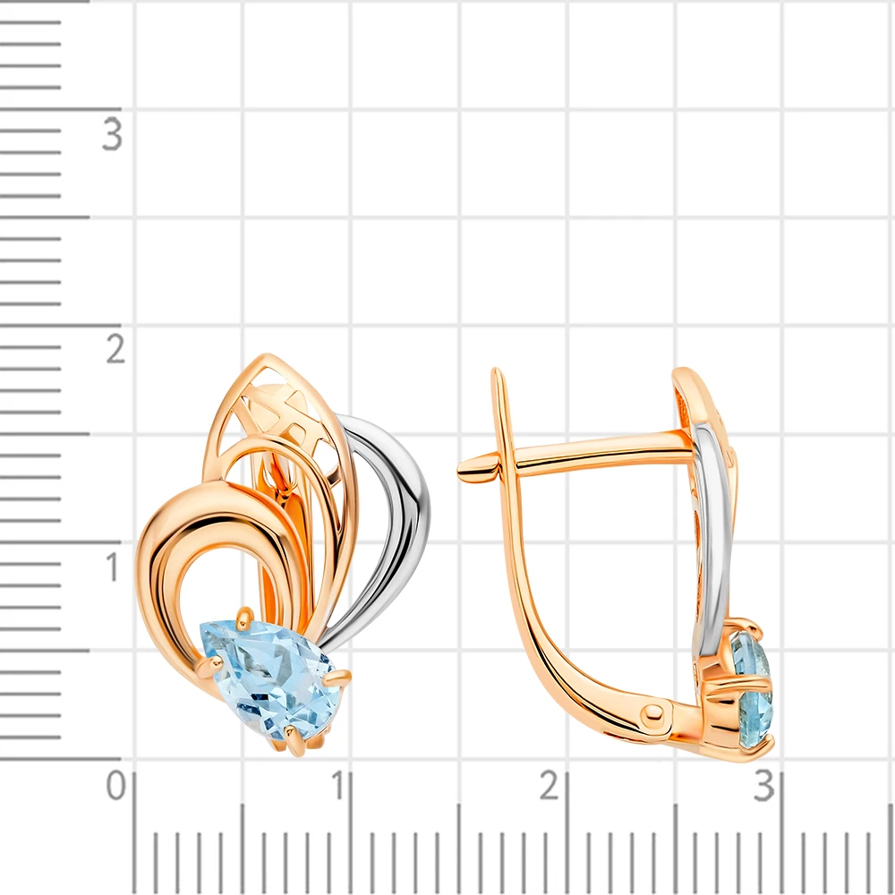 Серьги с топазами из красного золота 585 пробы 2