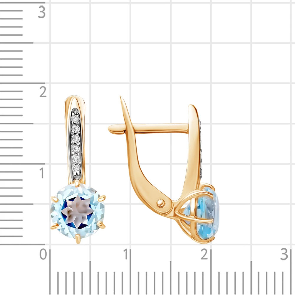 Серьги с топазом и фианитами из красного золота 585 пробы 2