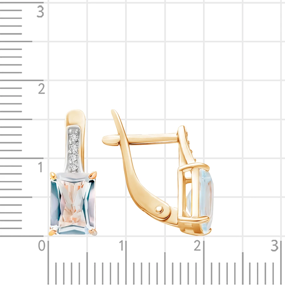 Серьги с топазом и фианитами из красного золота 585 пробы 2