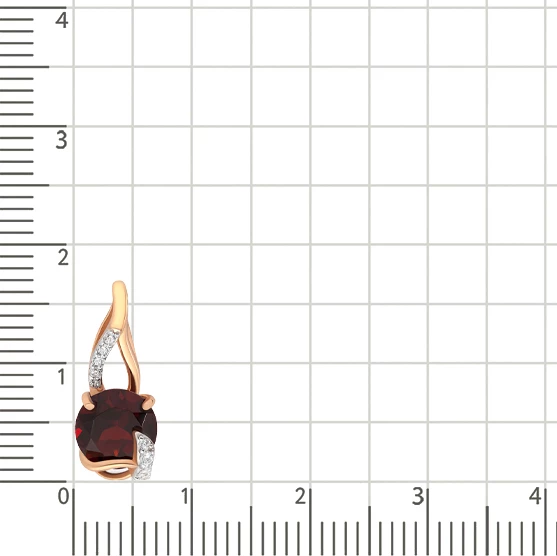 Подвес с гранатом и фианитами из красного золота 585 пробы 2