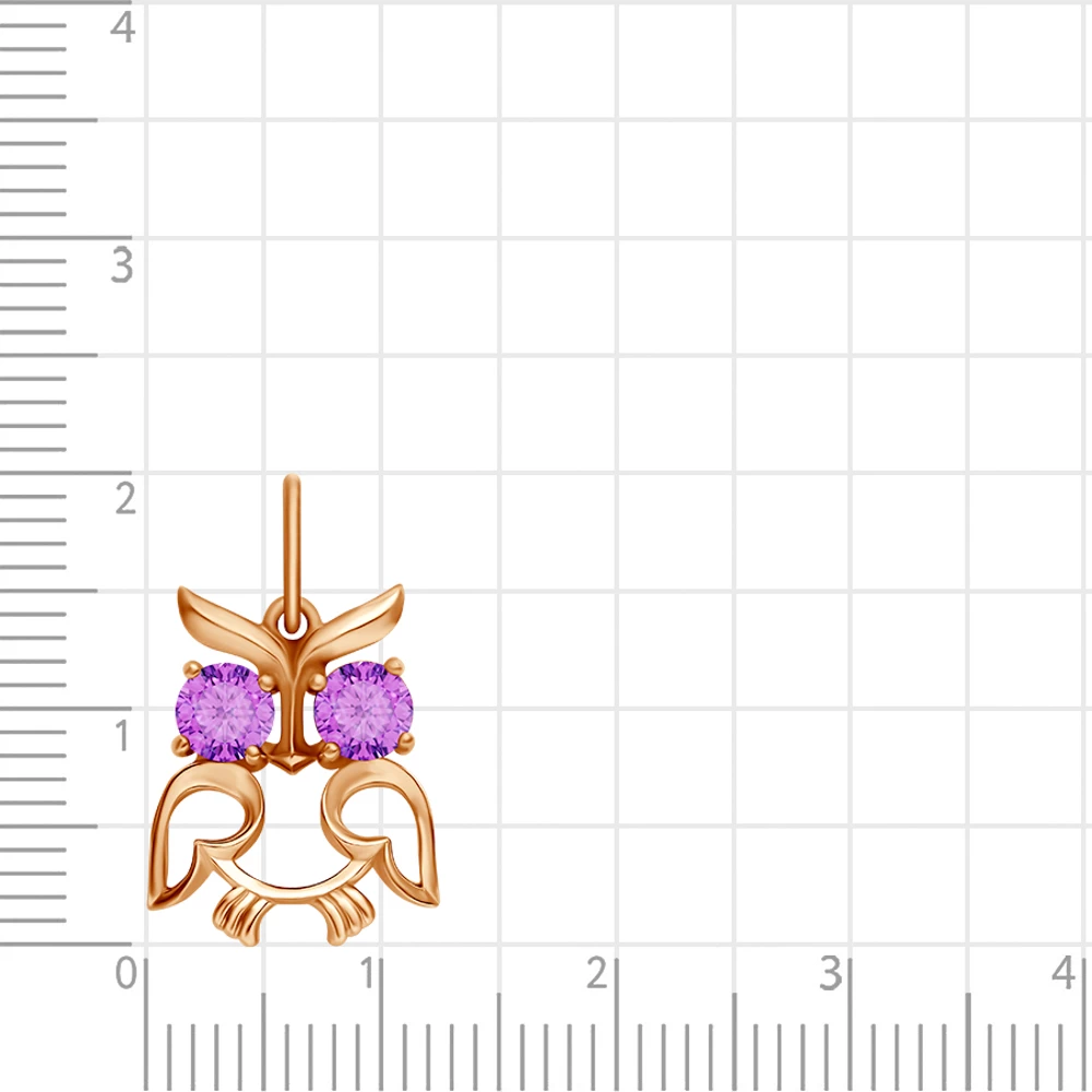 Подвес  Сова с аметистами из красного золота 585 пробы 2