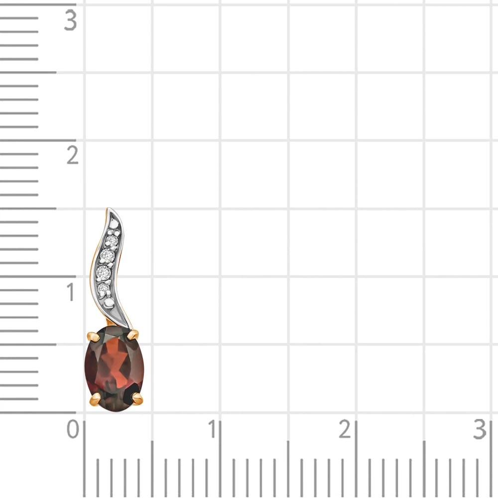 Подвес с гранатом и фианитами из красного золота 585 пробы 2
