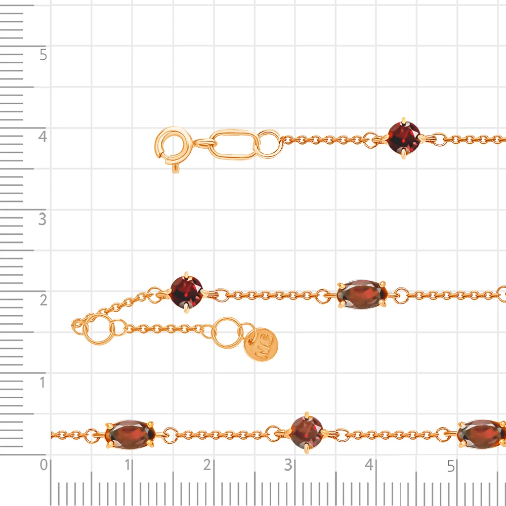 Браслет с гранатами из красного золота 585 пробы 2