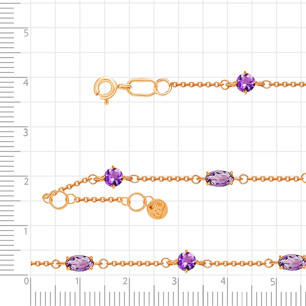 Браслет с аметистами из красного золота 585 пробы 2
