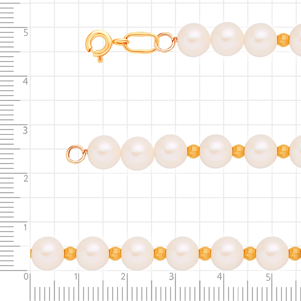 Браслет с культивированным жемчугом из красного золота 585 пробы 2