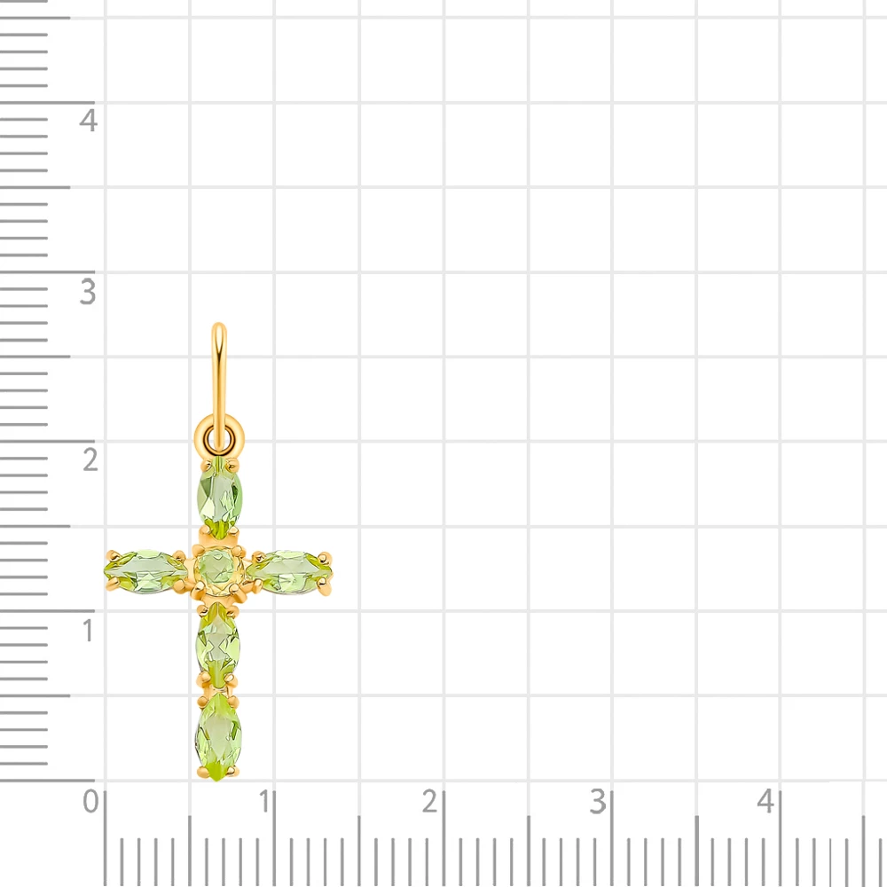Крестик с хризолитами из красного золота 375 пробы 2