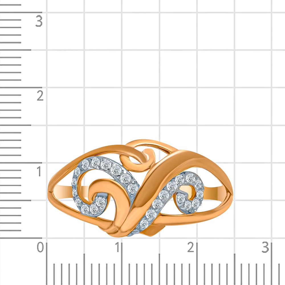 Кольцо с фианитами из красного золота 585 пробы 2
