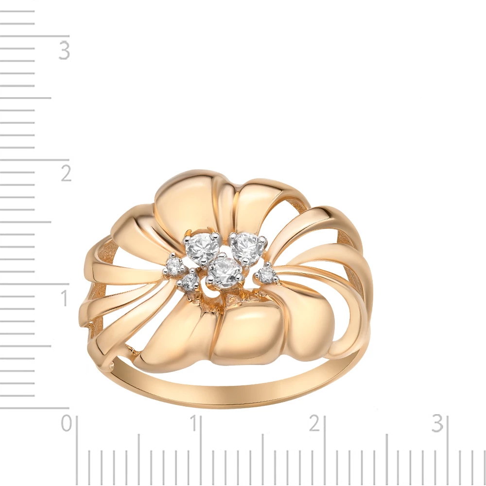 Кольцо с фианитами из красного золота 585 пробы 2