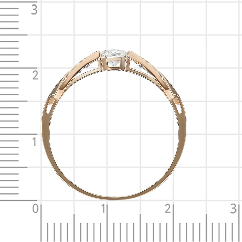 Кольцо с фианитами из красного золота 585 пробы 3