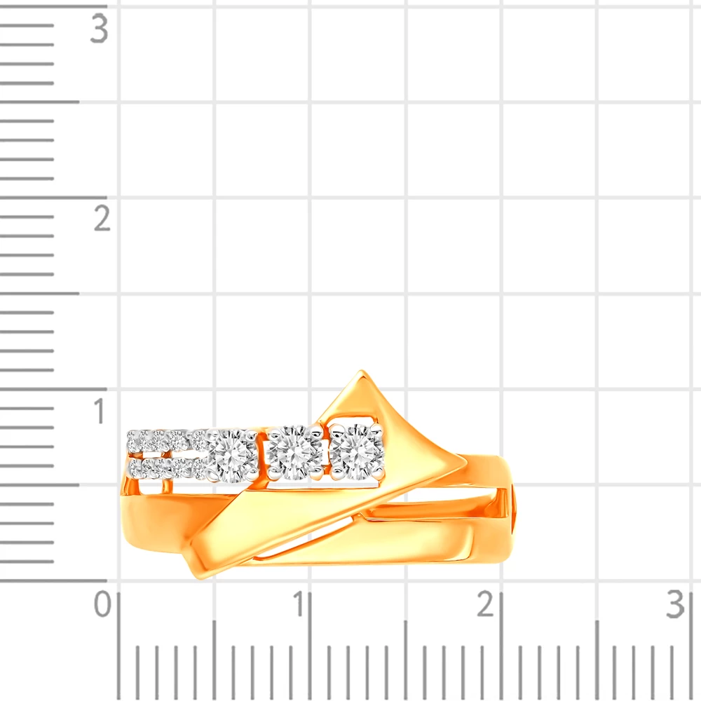 Кольцо с фианитами из красного золота 585 пробы 2