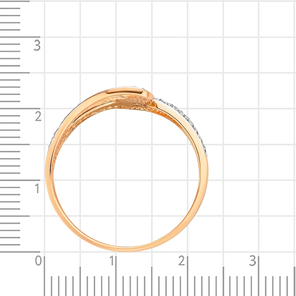 Кольцо с фианитами из красного золота 585 пробы 3