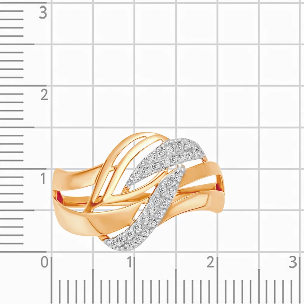 Кольцо с фианитами из красного золота 585 пробы 3