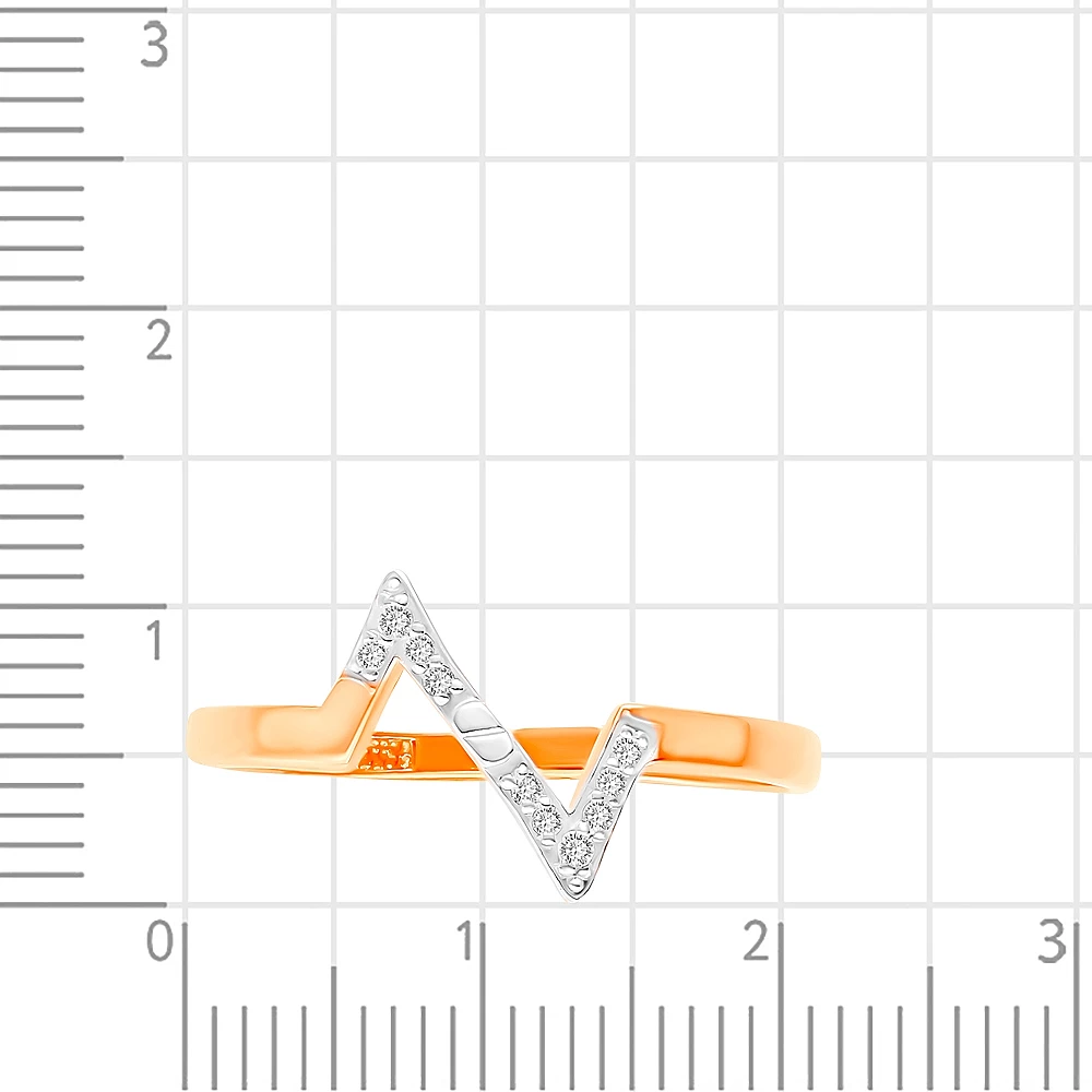 Кольцо с фианитами из красного золота 585 пробы 2