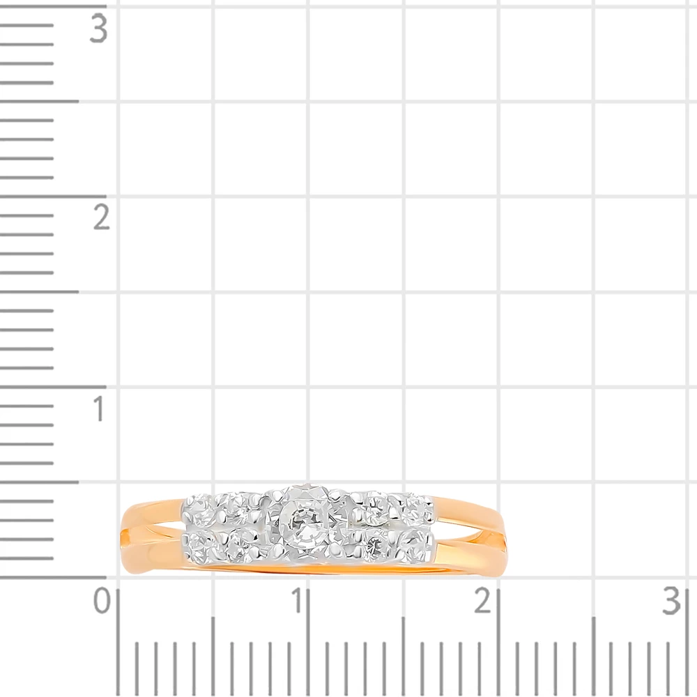 Кольцо с фианитами из красного золота 585 пробы 2