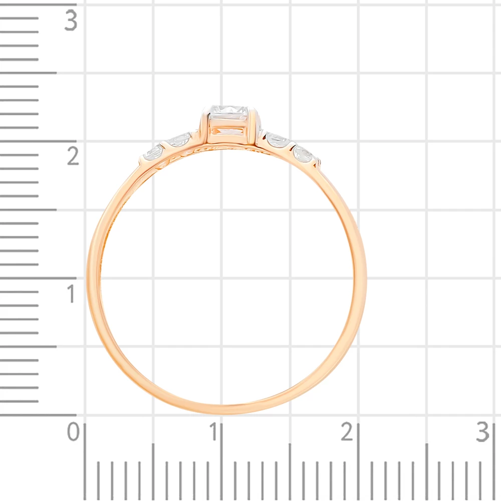 Кольцо с фианитами из красного золота 585 пробы 3