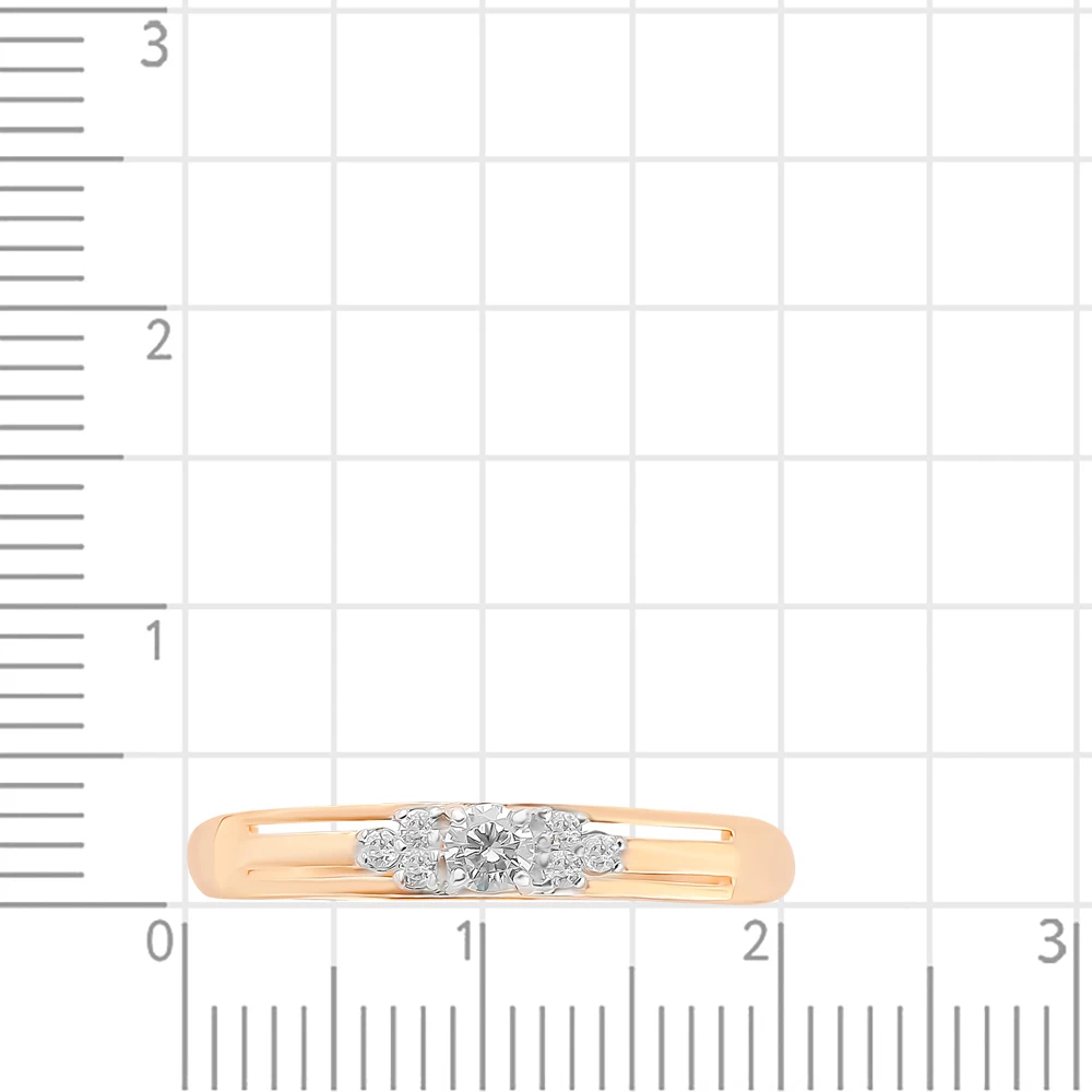 Кольцо с фианитами из красного золота 585 пробы 2
