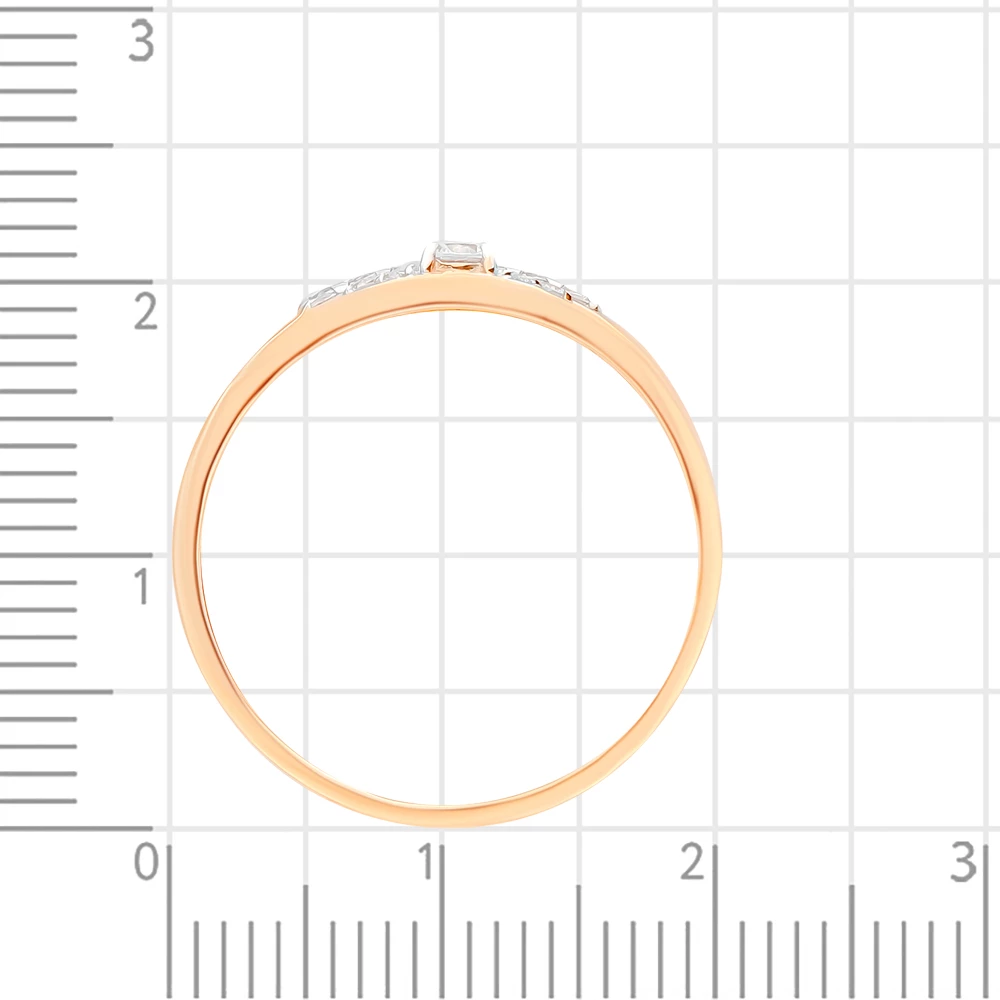 Кольцо с фианитами из красного золота 585 пробы 3