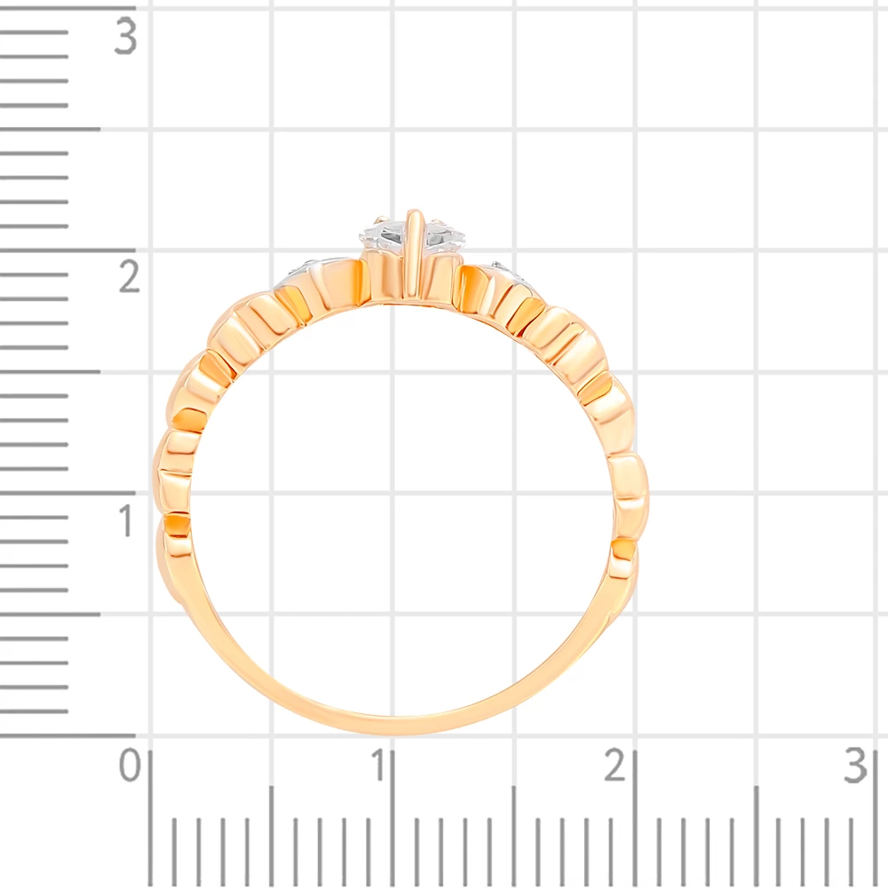 Кольцо с фианитами из красного золота 585 пробы 3