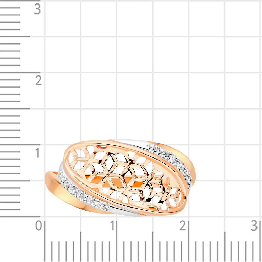Кольцо с фианитами из красного золота 585 пробы 2