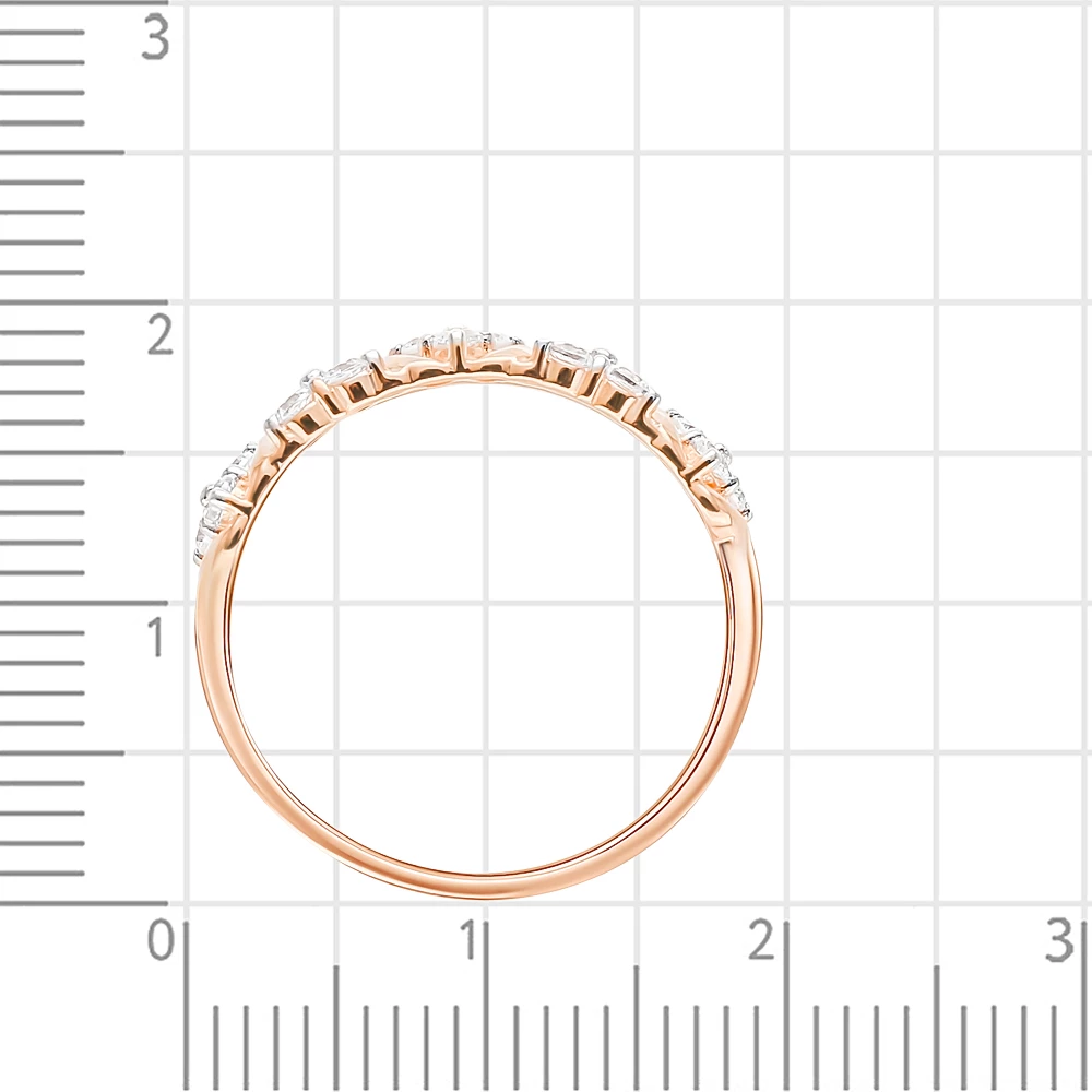 Кольцо с фианитами из красного золота 585 пробы 3