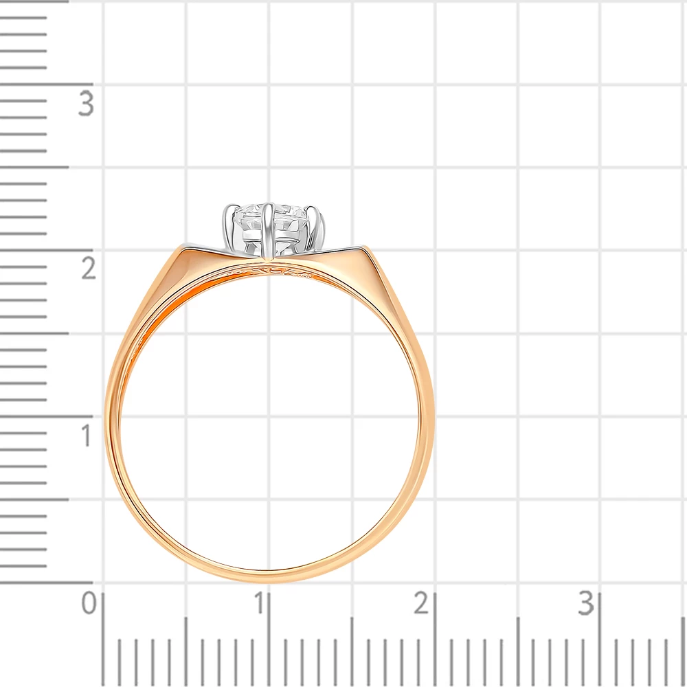 Кольцо с фианитом из красного золота 585 пробы 4