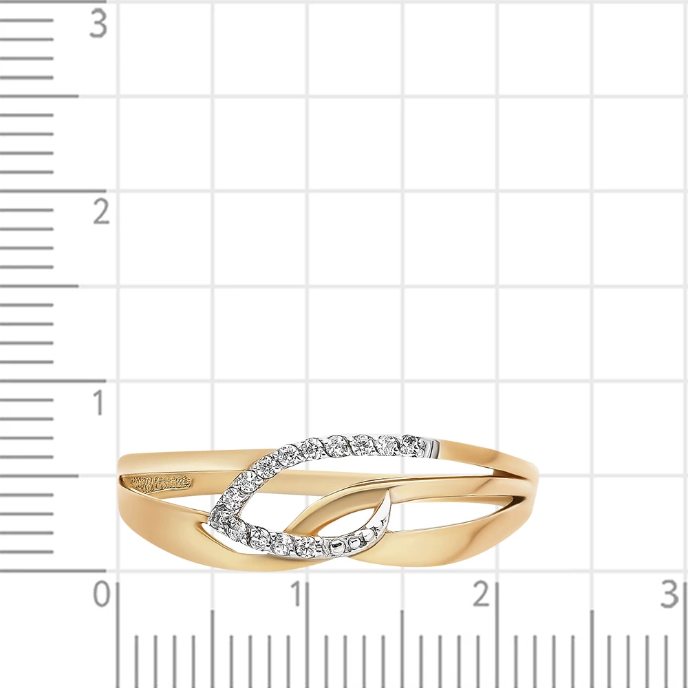 Кольцо с фианитами из красного золота 585 пробы 2
