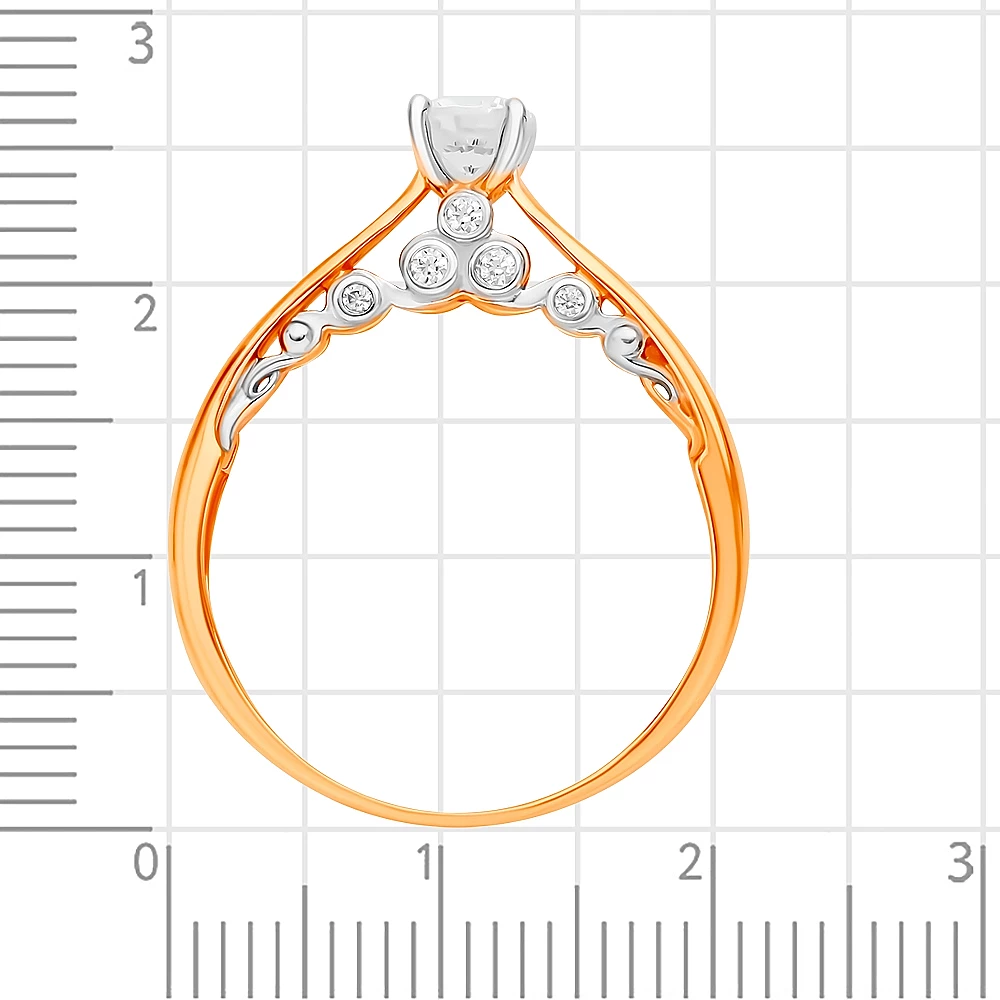 Кольцо с фианитами из красного золота 585 пробы 3