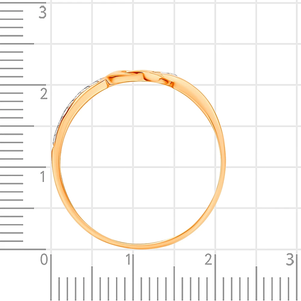 Кольцо с фианитами из красного золота 585 пробы 3