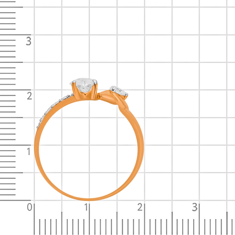 Кольцо с фианитами из красного золота 585 пробы 3
