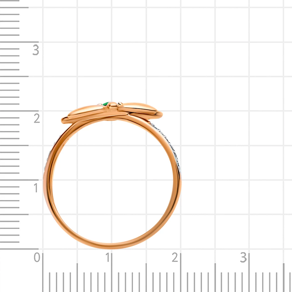 Кольцо  Бабочка с фианитами из красного золота 375 пробы 3