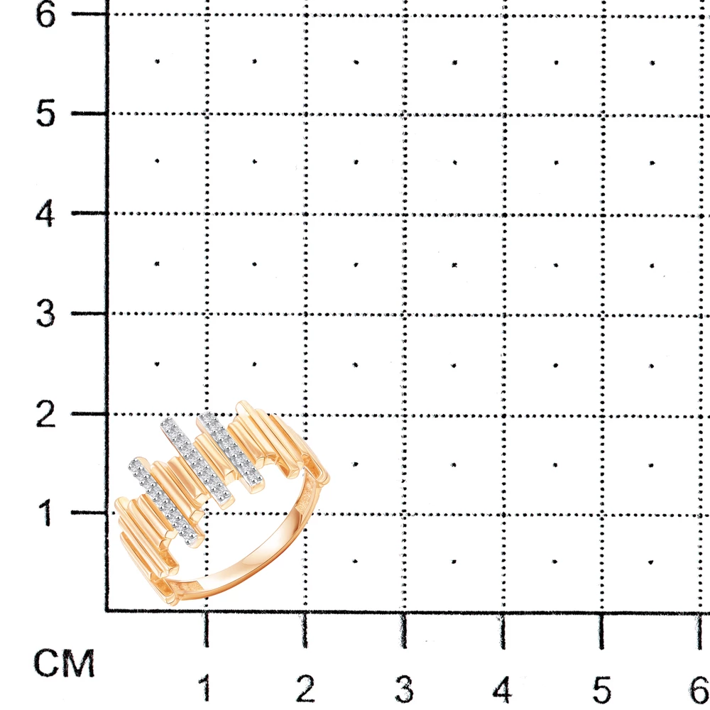 Кольцо с фианитами из красного золота 585 пробы 2