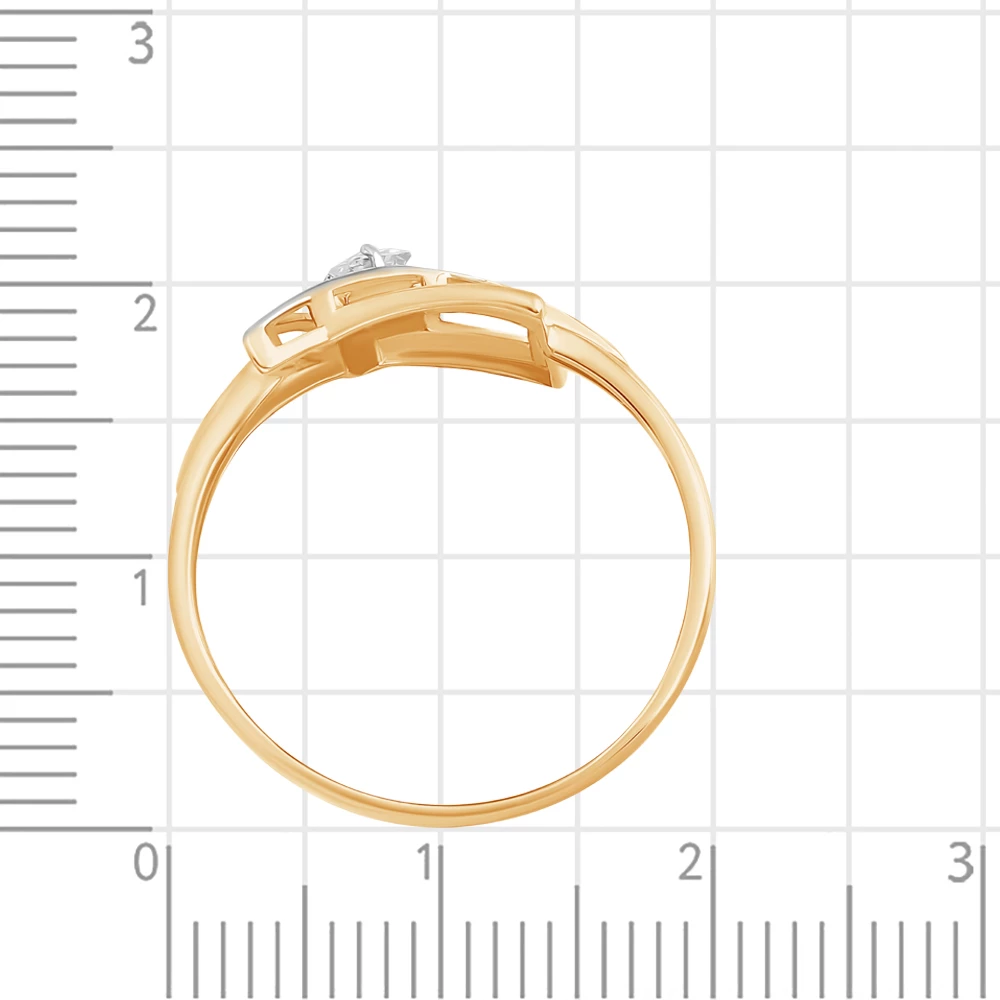 Кольцо с фианитами из красного золота 585 пробы 3