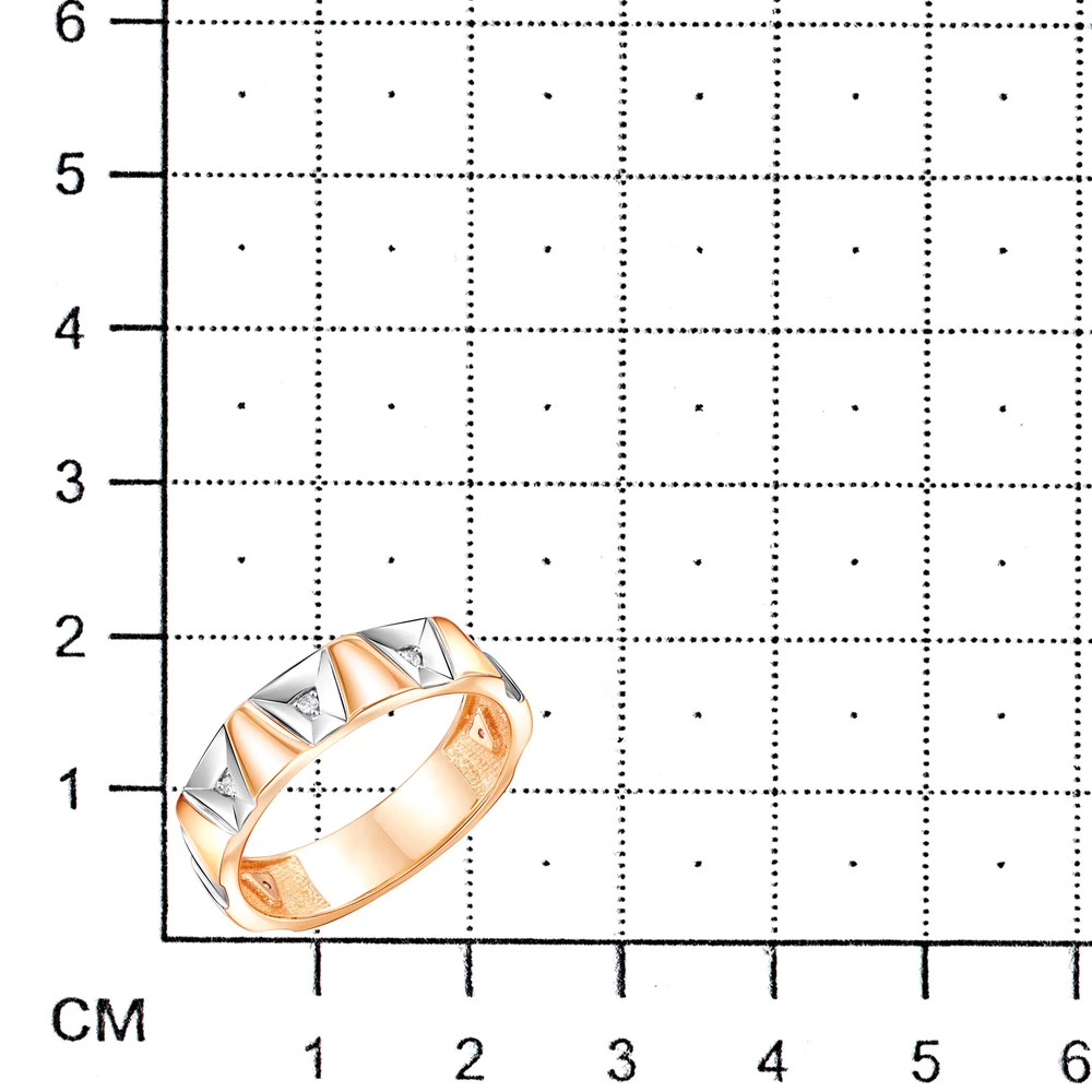 Кольцо с фианитами из красного золота 585 пробы 2
