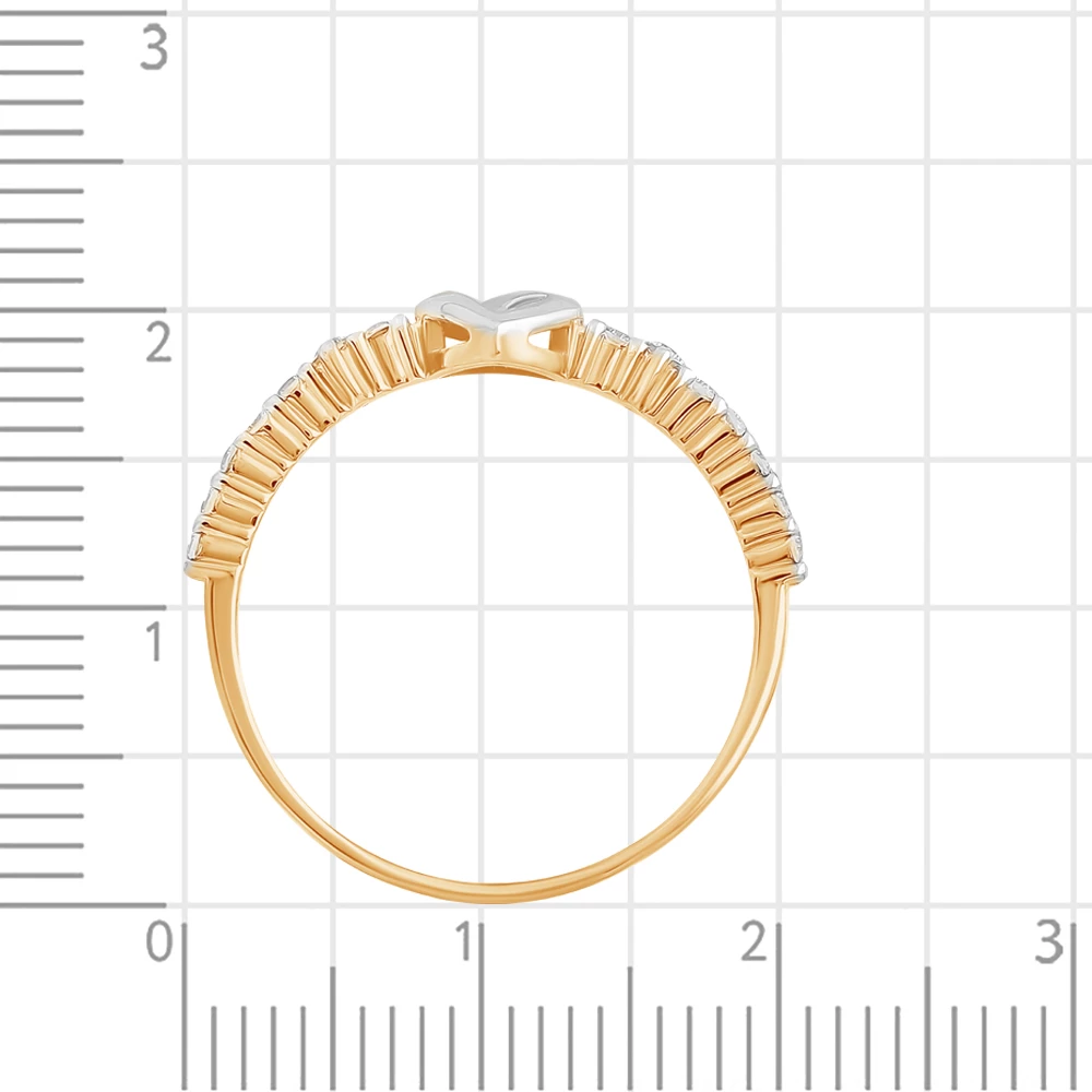 Кольцо с фианитами из красного золота 585 пробы 3