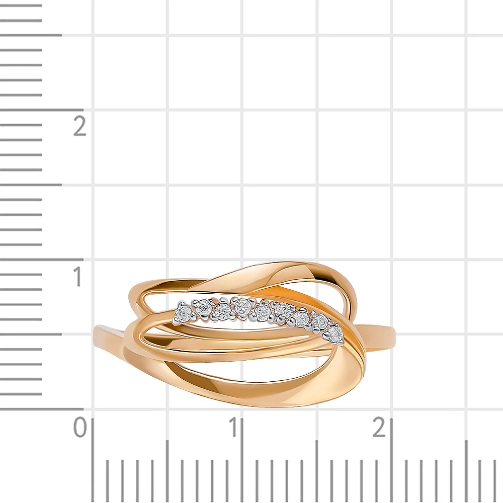 Кольцо с фианитами из красного золота 585 пробы 2