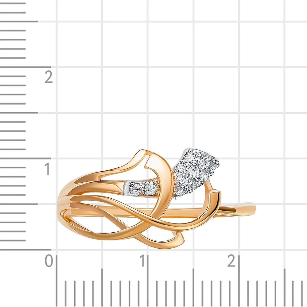 Кольцо с фианитами из красного золота 585 пробы 2