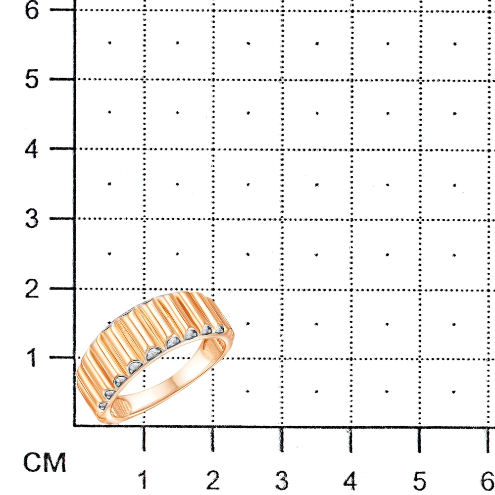 Кольцо с фианитами из красного золота 585 пробы 2