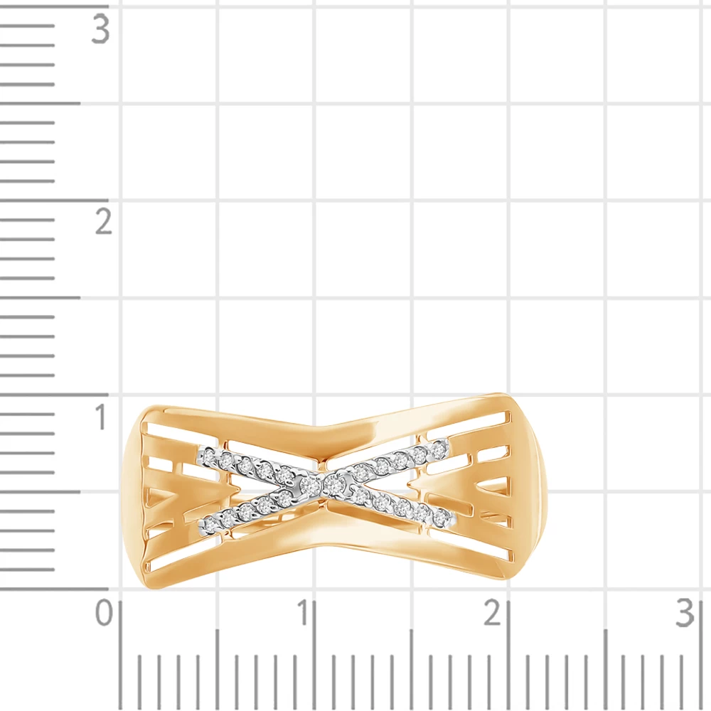 Кольцо с фианитами из красного золота 585 пробы 3