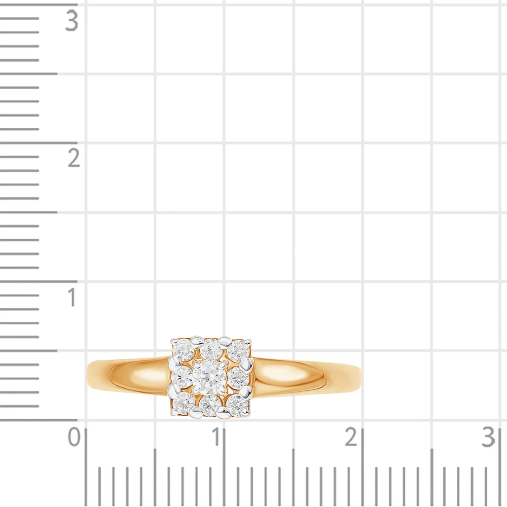 Кольцо с фианитами из красного золота 585 пробы 3