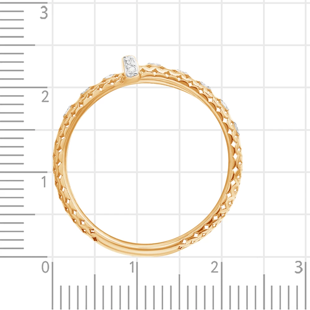Кольцо с фианитами из красного золота 585 пробы 3