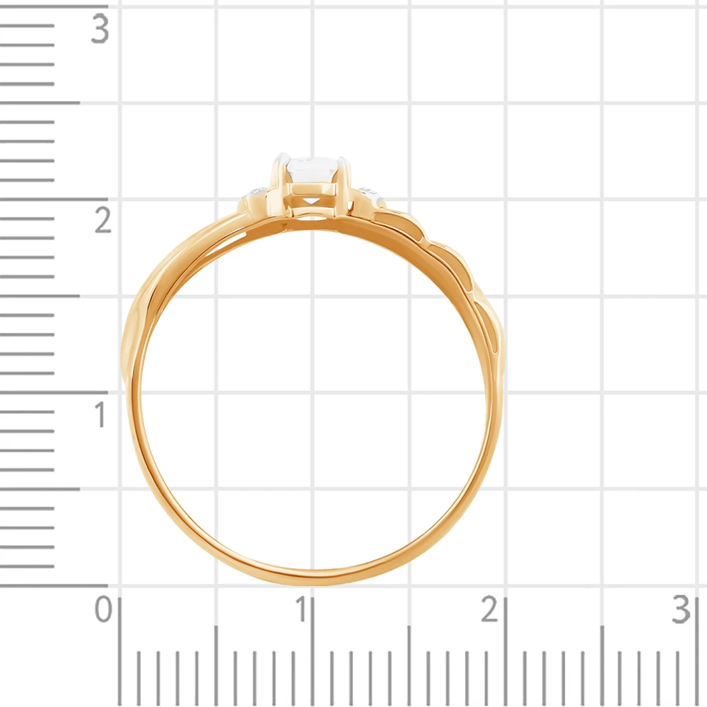 Кольцо с фианитами из красного золота 585 пробы 3