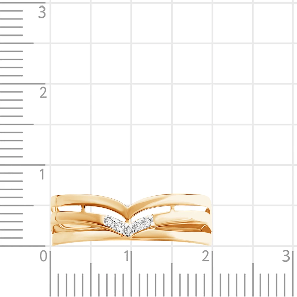 Кольцо с фианитами из красного золота 585 пробы 3