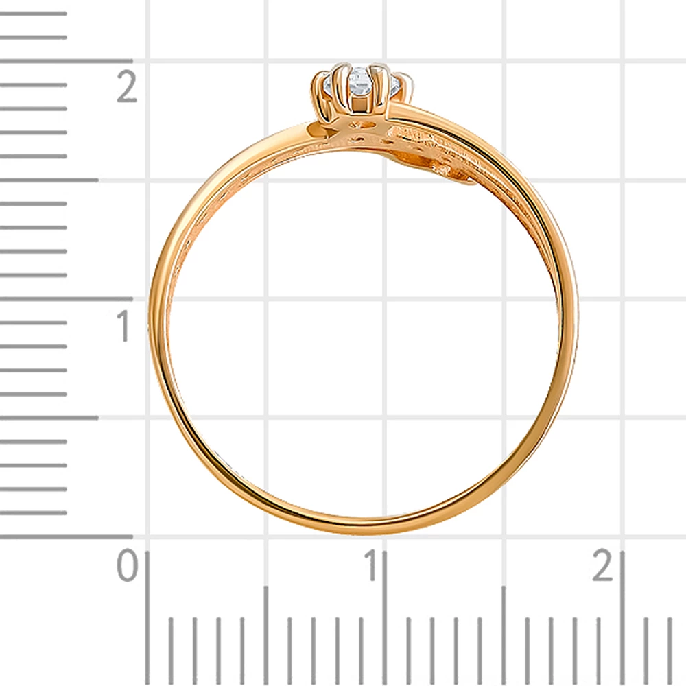 Кольцо с фианитами из красного золота 585 пробы 3