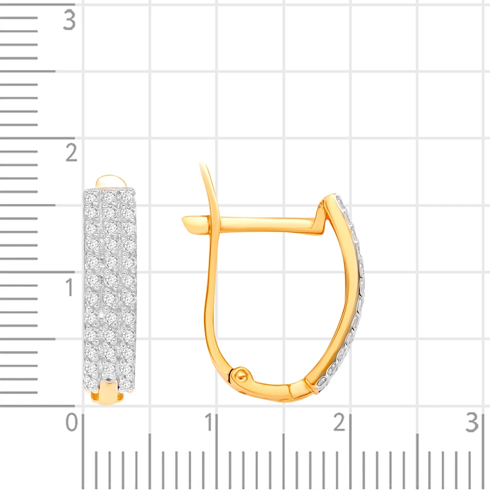 Серьги с фианитами из красного золота 585 пробы 3