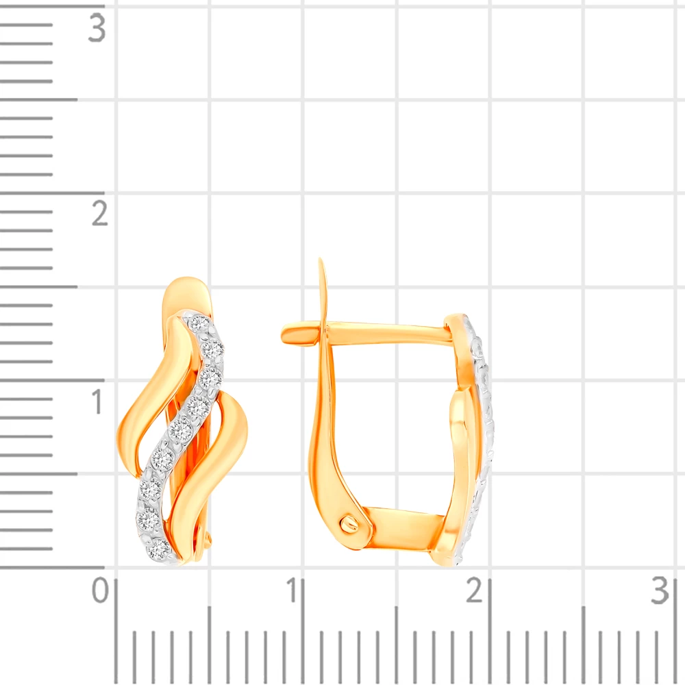 Серьги с фианитами из красного золота 585 пробы 3