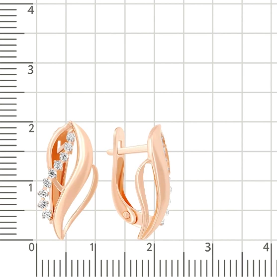 Серьги с фианитами из красного золота 375 пробы 2