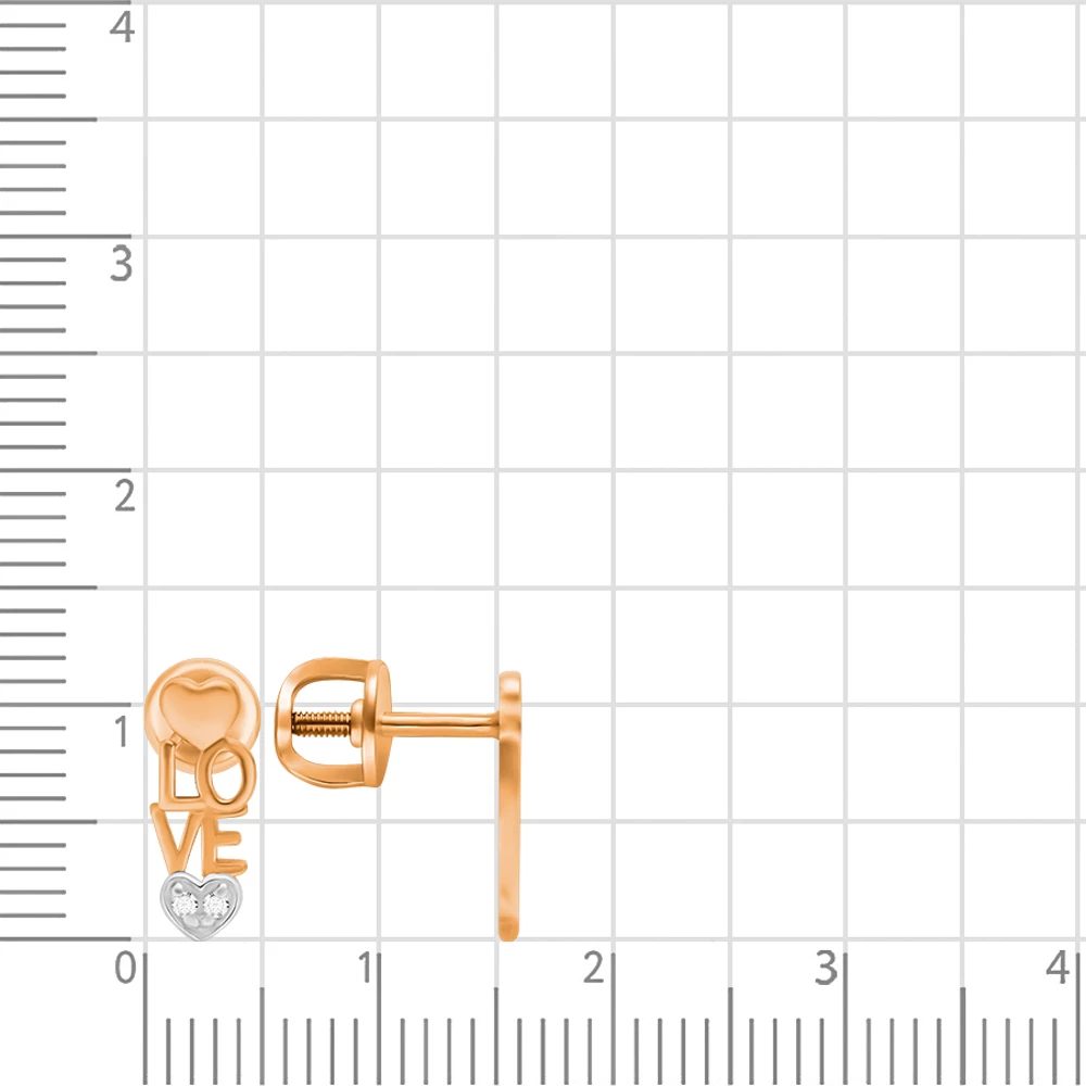 Серьги с фианитами из красного золота 585 пробы 2